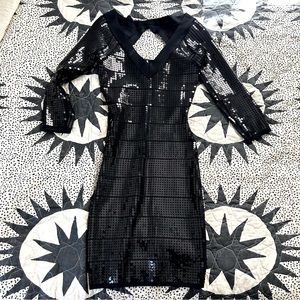 Guess by Marciano Black Bodycon Sequin Mob Wife Tight Midi Dress Women’s Size S